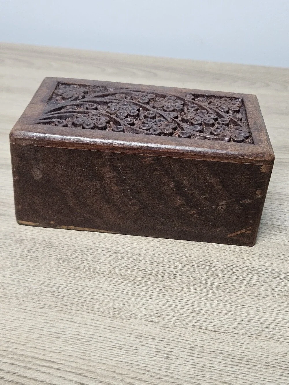 Tree of Life Wooden Pet Cremation Urn Box Hand Carved Memorial India 5
